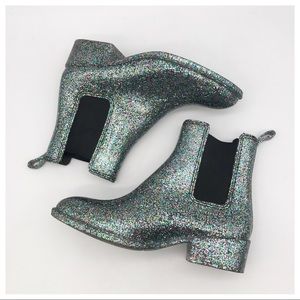 Jeffrey Campbell Silver Glitter Ankle Boots